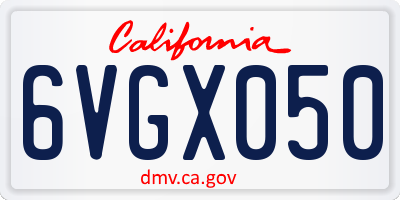 CA license plate 6VGX050