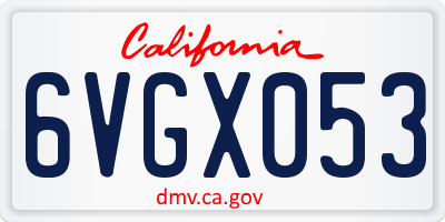 CA license plate 6VGX053