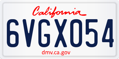 CA license plate 6VGX054