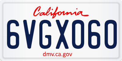 CA license plate 6VGX060