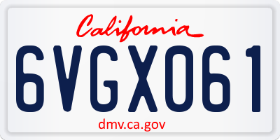 CA license plate 6VGX061