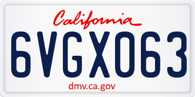 CA license plate 6VGX063