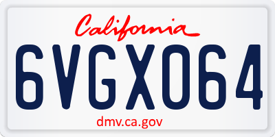 CA license plate 6VGX064