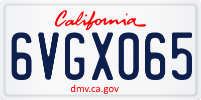 CA license plate 6VGX065