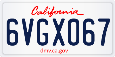 CA license plate 6VGX067
