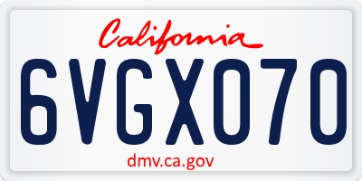 CA license plate 6VGX070