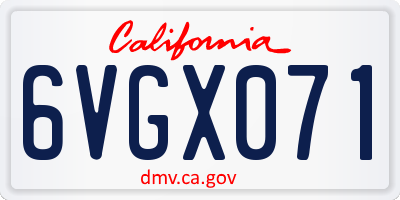 CA license plate 6VGX071