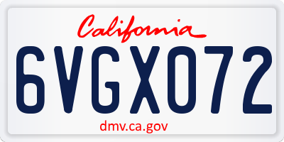 CA license plate 6VGX072