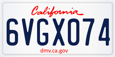 CA license plate 6VGX074