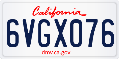 CA license plate 6VGX076