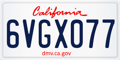 CA license plate 6VGX077
