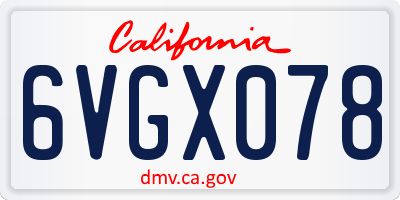 CA license plate 6VGX078