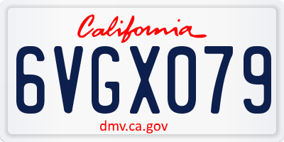 CA license plate 6VGX079