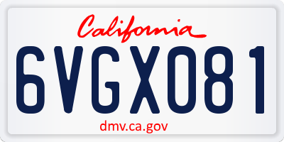 CA license plate 6VGX081
