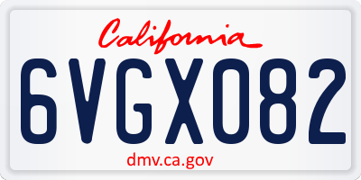 CA license plate 6VGX082