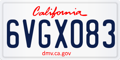 CA license plate 6VGX083