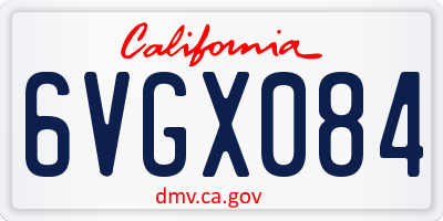 CA license plate 6VGX084