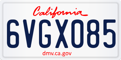 CA license plate 6VGX085