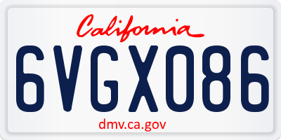 CA license plate 6VGX086