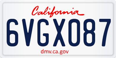 CA license plate 6VGX087