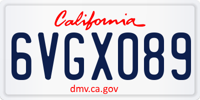 CA license plate 6VGX089