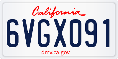 CA license plate 6VGX091