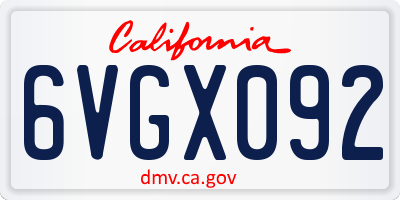 CA license plate 6VGX092
