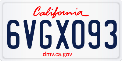 CA license plate 6VGX093
