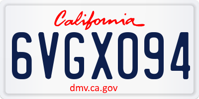 CA license plate 6VGX094
