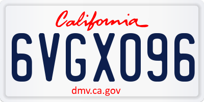 CA license plate 6VGX096