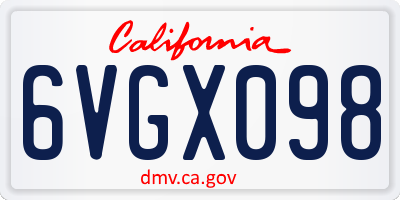 CA license plate 6VGX098