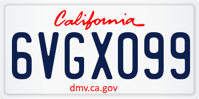 CA license plate 6VGX099