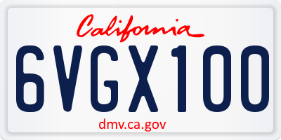 CA license plate 6VGX100