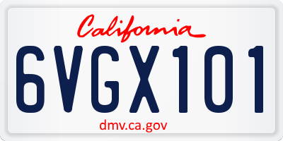 CA license plate 6VGX101