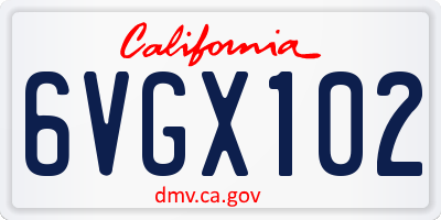 CA license plate 6VGX102