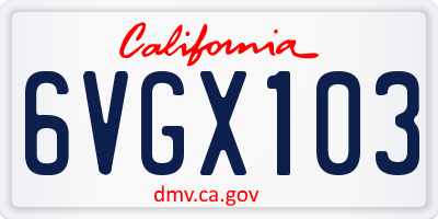CA license plate 6VGX103