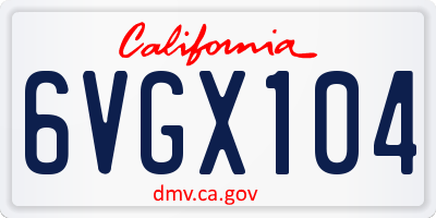 CA license plate 6VGX104