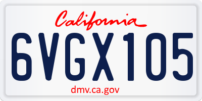 CA license plate 6VGX105