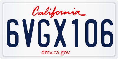 CA license plate 6VGX106