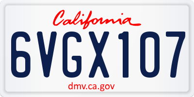 CA license plate 6VGX107