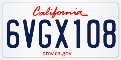 CA license plate 6VGX108