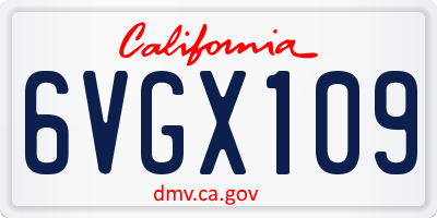 CA license plate 6VGX109