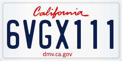 CA license plate 6VGX111