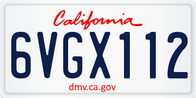 CA license plate 6VGX112