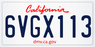 CA license plate 6VGX113