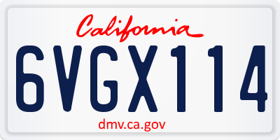 CA license plate 6VGX114