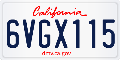 CA license plate 6VGX115