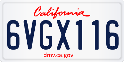CA license plate 6VGX116
