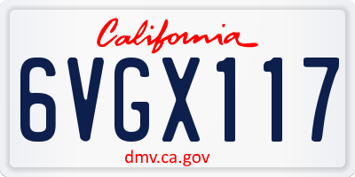 CA license plate 6VGX117