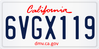 CA license plate 6VGX119
